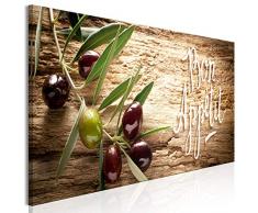 decomonkey Bilder Küche 135x45 cm 1 Teilig Leinwandbilder Bild auf Leinwand Vlies Wandbild Kunstdruck Wanddeko Wand Wohnzimmer Wanddekoration Deko Oliven Natur