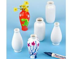 Baker Ross EC192 Mini-Vasen aus Porzellan, zum Dekorieren und Personalisieren, ideal für Zuhause (6 Stück), Sortiert