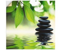 Artland Wandbild selbstklebend Vinylfolie 30x30 cm Wanddeko Wandtattoo Wellness Asien Zen Steine See Wasser Blätter Pflanze T5UJ
