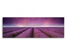 150x50cm Leinwandbild auf Keilrahmen Lavendel Feld Sonnenuntergang Wandbild auf Leinwand als Panorama