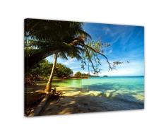 Kunstdruck - Tropical Beach under blue Sky - Thailand - Bild auf Leinwand - 80x60 cm 1 teilig - Leinwandbilder - Bilder als Leinwanddruck - Wandbild von Bilderdepot24 - Landschaften - Asien - Schaukel am Strand