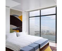 FENTIS Fensterfolie Sichtschutzfolie Glasdekorfolie, Milchfolie, Fenterfolie mit Streifen für die Büre und zu Hause, Selbstklebend ohne Klebstoff Fensterfolie Anti-UV Leichte Entfernung