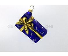 Hanco Glaskunst Design Christbaumschmuck Geschenk blau-gold (2258.06) 1 Stück Weihnachtsdeko Baumschmuck Weihnachtsaufhänger