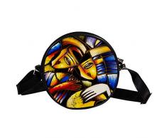 Bennigiry Damen Umhängetasche mit Ölgemälde, abstraktes Gesicht, rund