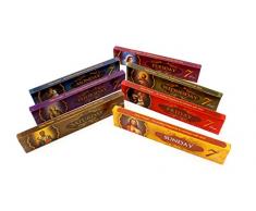 Luxflair Räucherstäbchen Set „Daily Prayer“ mit 7 Packungen für jeden Wochentag, ausgewählte Düfte mit Heiligen-Bildern, Jesus Christus, Heilige Maria und weitere, traditionelle indische Incense Sticks, XXL Großpackung für besondere Momente