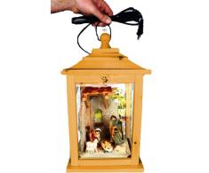 Tolle Weihnachtskrippe, mit Figuren, Laterne Holz, mit Beleuchtung 220V, Laterne aus Holz KL-MFOS-HELLBRAUN aus Holz in amazon hellbraun braun