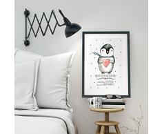 ilka parey wandtattoo-welt A3 Print Illustration Poster Pinguin mit Punkten und Spruch verlass dich auf dein Herz... p15