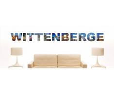 INDIGOS UG - WANDTATTOO / Wandsticker / Wandaufkleber / Aufkleber farbige Wandschrift Städtename Wittenberge mit Sehenswürdigkeiten 180 x 16 cm Länge