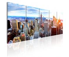 murando - Bilder New York 200x80 cm - Leinwandbilder - Fertig Aufgespannt - 5 Teilig - Wandbilder XXL - Kunstdrucke - Wandbild - Skyline NYC Stadt City d-B-0188-b-n