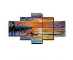 runtooer Bilder Modern Sonnenaufgang 5 TLG. Leinwandbilder Bild auf Leinwand Vlies Wandbild Kunstdruck Wanddeko Wand Wohnzimmer Wanddekoration Deko