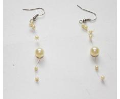 2 Ohrringe mit Perlengirlanden - Hochzeit Farbe champagner
