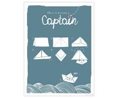 How To Become A Captain Motivation Poster / Kunstdruck Origami Design 30x40 cm - Premium Qualität 200g - Close Up®
