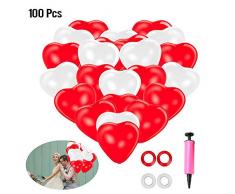 KIPIDA Heiratsantrag Herzballons, 100 Stück Premium Herz Luftballons Rot Weiß 2.2g Latex Herz Ballon Romantische Atmosphäre für Ihn Hochzeit Verlobung Freundin Heiratsantrag Liebe Party Dekoration