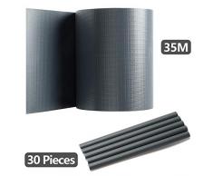 Hengda Sichtschutzstreifen für Doppelstabmatten, Anthrazit, 35 m x 19 cm mit 30 Clips, PVC Sichtschutzfolie für Zaun, Gartenzaun, Doppelstabmattenzaun, Sichtschutz, Beidseitiger Druck