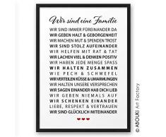 Wir sind eine Familie ABOUKI Kunstdruck - ungerahmt - Geschenk-Idee Geburtstag Weihnachten für Großeltern Eltern Kinder Mutter Mama Vater Papa Frau Mann DIN A4