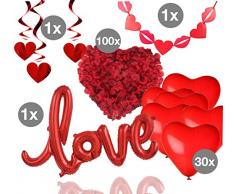 TK Gruppe Timo Klingler XXL Valentinstag 2020 Dekoration Deko Set - mit Herzluftballons, Girlande, Love Folienballon, Rosenblätter - Für Sie & Ihn - Freundin & Freund (XXL)
