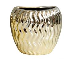 Tubayia Keramik Blumenvase Blumentopf Wandvase Dekovase Dekoration für Wohnzimmer, Büro, Café (Welligkeit Linie)
