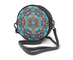 Rterss Kachelhintergrund Bildtapete Dekorative runde Schultertasche Leder Messenger Bag Vintage Crossbody Verstellbarer Schultergurt für Frauen Personalisiert