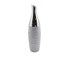 GILDE Flaschenvase Bodenvase Loona aus Keramik, 40x10,5 cm, Silber