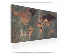 decomonkey Bilder Weltkarte 120x80 cm 1 Teilig Leinwandbilder Bild auf Leinwand Vlies Wandbild Kunstdruck Wanddeko Wand Wohnzimmer Wanddekoration Deko bunt Welt Karte Landkarte Kontinente