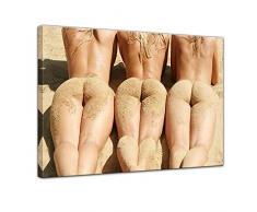 Kunstdruck - Frauen am Strand - Bild auf Leinwand - 70 x 50 cm - Leinwandbilder - Bilder als Leinwanddruck - Akt & Erotik - Schönheiten am Meer