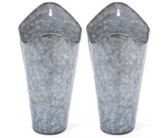 Mkouo Wandpflanzgefäß aus verzinktem Metall, 2 Sets Farmhouse Style Hängende Wandvase Planters for Succulents or Herbs,Wand Pflanzgefäße for Country Rustic Home Wall Decor