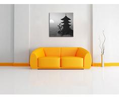 Buddhistischer Tempel in Asien Kunst B&W, Format: 60x60 auf Leinwand, XXL riesige Bilder fertig gerahmt mit Keilrahmen, Kunstdruck auf Wandbild mit Rahmen, günstiger als Gemälde oder Ölbild, kein Poster oder Plakat