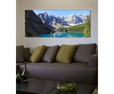 Leinwandbild Panorama Nr. 181 Moraine Lake Canada 100x40cm, Keilrahmenbild, Bild auf Leinwand, Landschaft Natur See