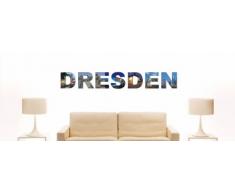 Wandtattoo farbige Wandschrift Städtename Dresden mit Sehenswürdigkeiten 80 x 12 cm Länge