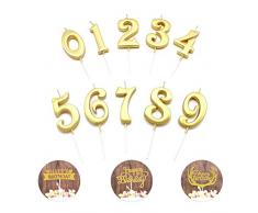 YFOX 10 Stück Digitale Geburtstagskerze und 3 Geburtstagskarten Kuchen Kerze Kuchen Zylinder Geburtstag Party Dekoration