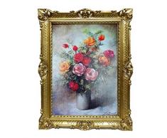 Lnxp Bild Foto 90x70 cm Blumen P. Sorel Bilderrahmen Bilder mit Rahmen barock Wandbild Kunstdrucke Gemälde Retro Repro antik für Café Bar Home Büro Praxis