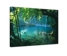 Kunstdruck mit Winter SALE Kursunlu Wasserfälle - Türkei Bild auf Leinwand - 40 x 30 cm - Leinwandbilder - Bilder als Leinwanddruck - Wandbild von Bilderdepot24 - Landschaften - Natur - Dschungel - Wasserfall im Wald