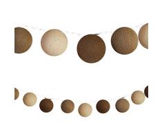 CHICNET LED Lichterketten bunt 20 Baumwollkugeln (6 cm) CE 3,5m Deko innen Cotton Ball | Baby Nachtlicht Schlummerlicht | Dekoration Hochzeit Geburtstag Party Weihnachten Lichterkette | braun