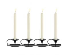 GoMaihe 4er Set Vintage Kerzenständer mit Griff, 11x6cm Adventskranz Kerzenhalter Stabkerze Hoch Eisen Deko Kerzenleuchter, Kerzen Ständer für Weihnachts Hochzeit Zuhause Essen, Schwarz.MEHRWEG