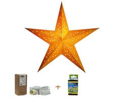 Papierstern Mia mit Zubehör, Kabel Weiss, Weihnachtsstern Deko Lampe, Fensterdeko Wohndeko, Faltstern Geschenkidee (mia Yellow)