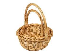 Woodluv Aufbewahrungskorb, 2er-Set, rund, mit langem Tragegriff, Weidenkorb, natur.