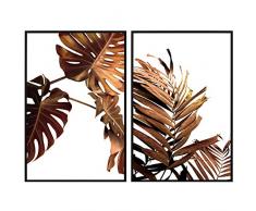 decomonkey | Poster 2er – Set mit schwarzem Rahmen schwarz-weiß Abstrakt Kunstdruck Wandbild Print Bilder Bilderrahmen Kunstposter Wandposter Posterset Natur Pflanze Blatt Laub braun
