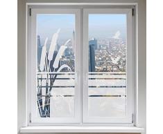 INDIGOS UG Sonnenschutz Kranich Sichtschutzfolie Glasdekorfolie Zugvögel Fensterbild Schilf satiniert blickdicht - 1000mm Breite x 500mm Höhe - auch mit Individueller Breite
