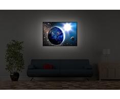 Lightbox-Multicolor | LED Bild Leuchtbild | Erde im Weltall | 100x70 cm | Front Lighted
