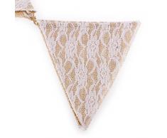 VORCOOL 12stk Blumen Spitze Wimplekette Hochzeit Party Dekoration Bunting
