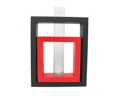 Trendy Wood & Light 2 in 1 Vase Holzvase Designvase Deko Holz Dekoartikel Tischvase Blumenvase (2 in 1 Rechteck schwarz rot)