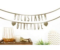 MIK Funshopping Individualisierbare Buchstaben-Girlande für Geburtstag Hochzeit Feier Party Junggesellenabschied aus Papier (Gold - 105 Zeichen)
