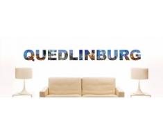 Wandtattoo farbige Wandschrift Städtename Quedlinburg mit Sehenswürdigkeiten 180 x 18 cm Länge