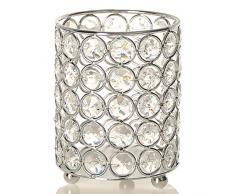 VINCIGANT Kristall Kerzenhalter Silber Kerzenständer Vintage Zylinder Teelicht Kerze Inhaber für Hochzeitstag Geschenke Bürotisch Dekoration