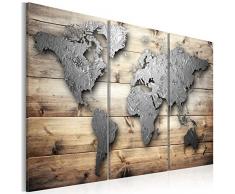 murando - Bilder Weltkarte 135x90 cm Vlies Leinwandbild 3 Teilig Kunstdruck modern Wandbilder XXL Wanddekoration Design Wand Bild - Holz Textur Kontinent k-C-0011-b-e