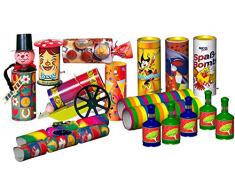 Silvester Tischfeuerwerk Set 17-TLG.: Glücksbringer & Party Hits - Luftschlangen, Knallbonbons, Partyknaller, Tischbomben & mehr