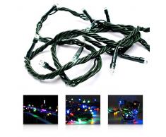 LED Universum Lichterkette mit 100 bunten LEDs (rot, grün, blau, gelb) und 8 Stimmungsmodi für innen und außen, 10 Meter, IP44, Weihnachtszeit, Hochzeiten oder Gartenfeiern