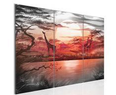 Bilder 120 x 80 cm - Afrika Bild - Vlies Leinwand - Kunstdrucke -Wandbild - XXL Format - mehrere Farben und Größen im Shop - Fertig Aufgespannt !!! 100% MADE IN GERMANY !!! - Giraffen Baum Sonne 000131b