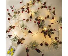 LED-Weihnachtslichter, Gmore rote Beere Weihnachtsgirlande-Lichter LED kupferne feenhafte Lichter, wirkliche Pinecone-Kettenlichter für Weihnachtsfeiertags-Baum und Hauptdekoration