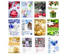 Edition Seidel Set 12 Weihnachtskarten mit Umschlag. Weihnachten Karte (Doppelkarten/Klappkarten mit Briefumschlag). Postkarte Weihnachtspostkarte